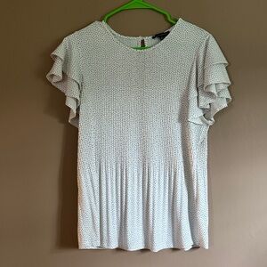 Adrianna Papell White Ruffle Sleeve Blouse